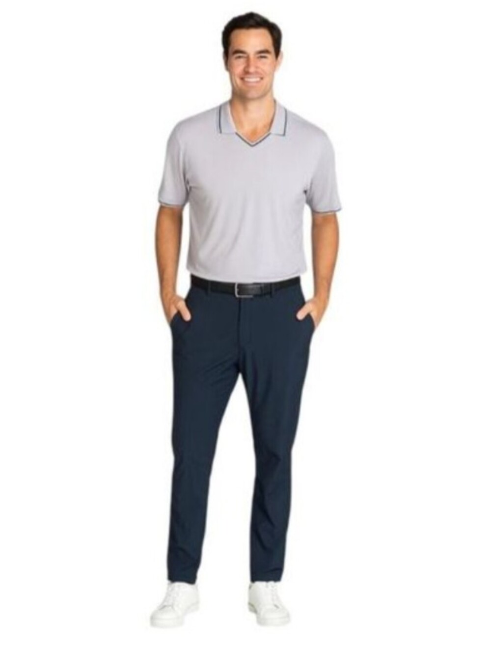 NEW Johnnie O Victor Men's Polo Shirt in Seal Buttonless V Neck Preppy Comfort